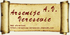 Arsenije Verešević vizit kartica